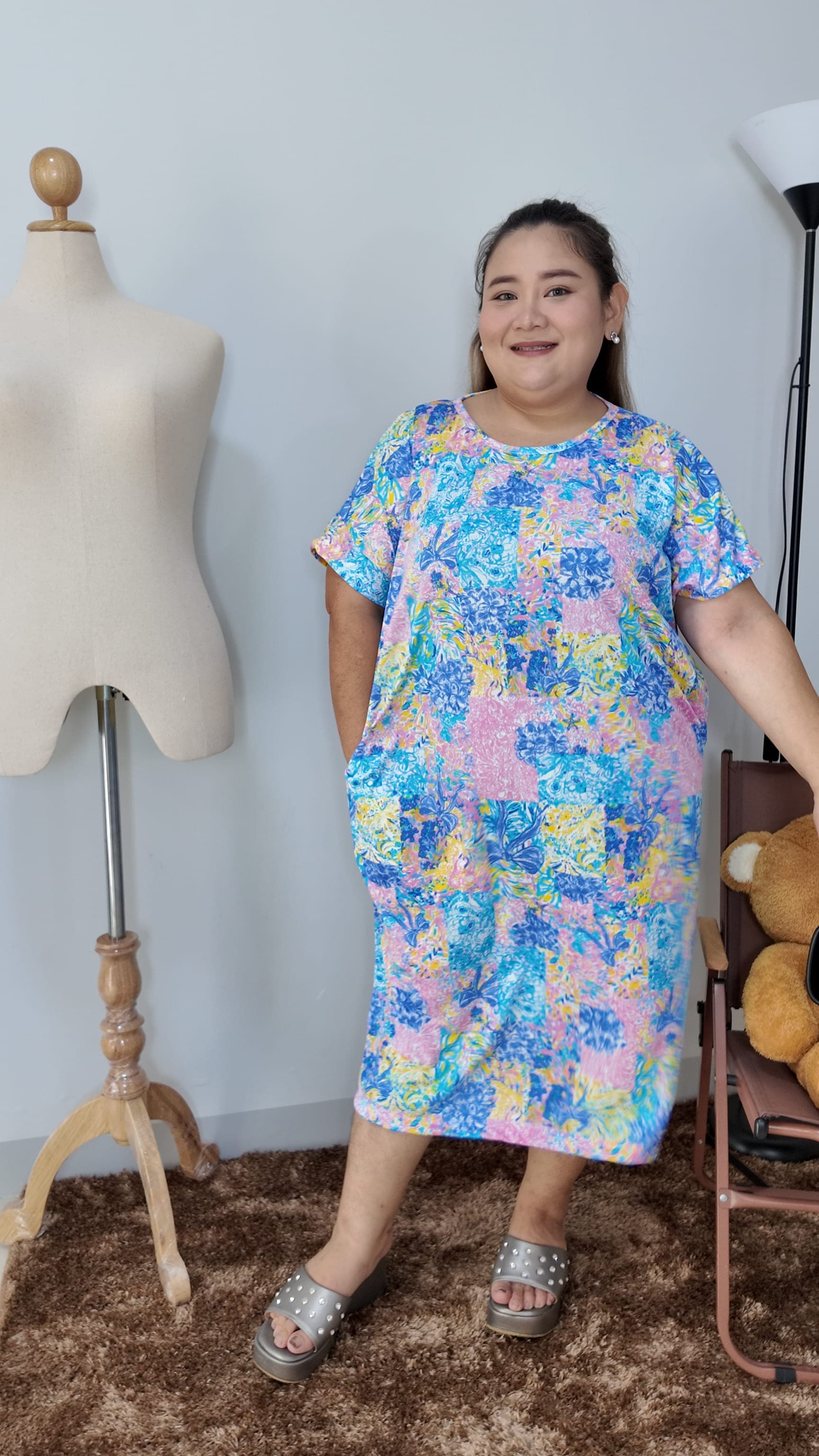 เซ็ตเสื้อ+กางเกงขายาว สีน้ำเงิน