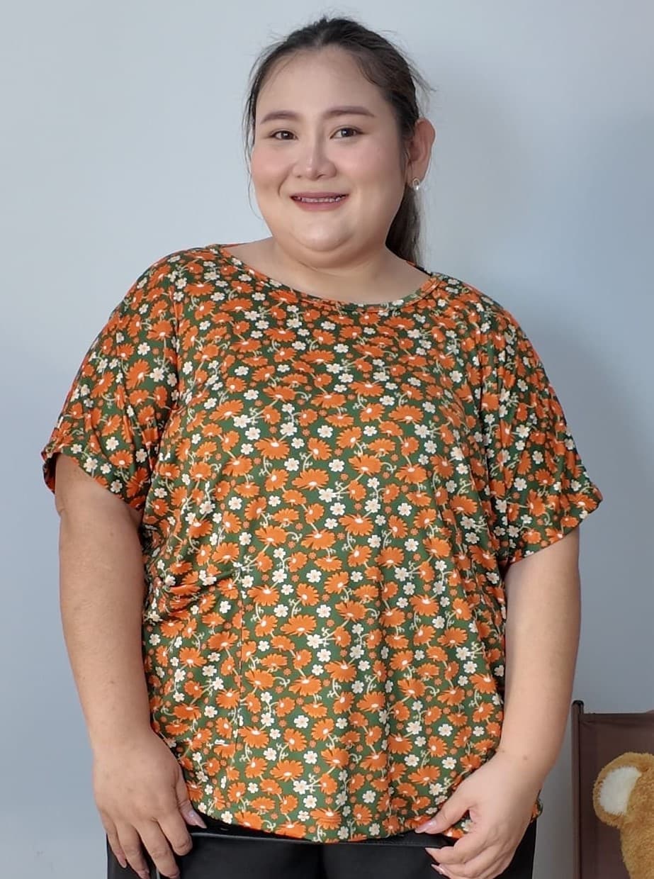 เดรสแขนสั้น ลายจุด สีขาว-ดำ